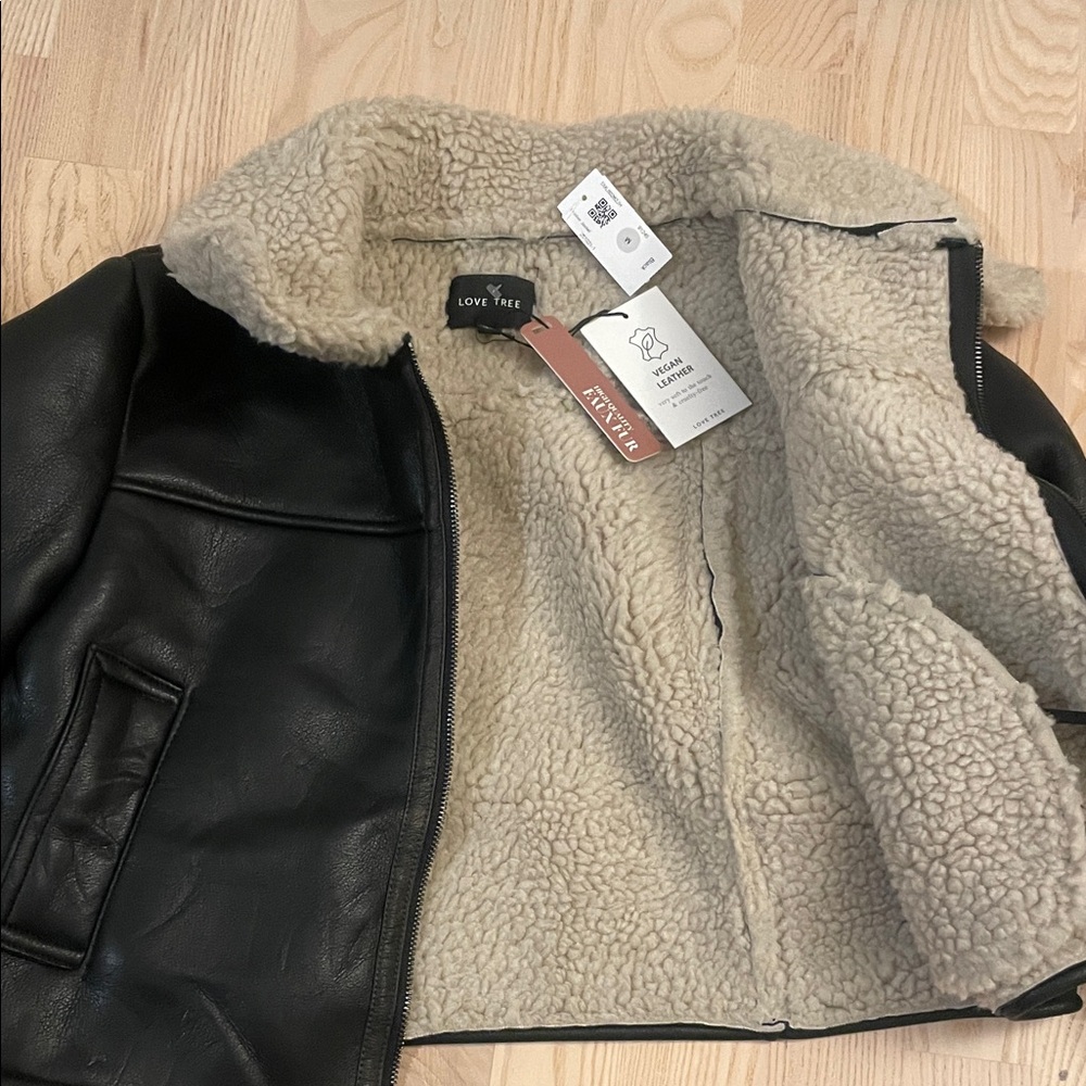 Love Tree Black Teddy Jacket with Soft Cream Interior